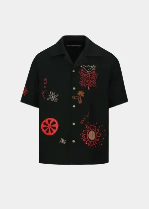 Black Embroidered Shortsleeve Shirt