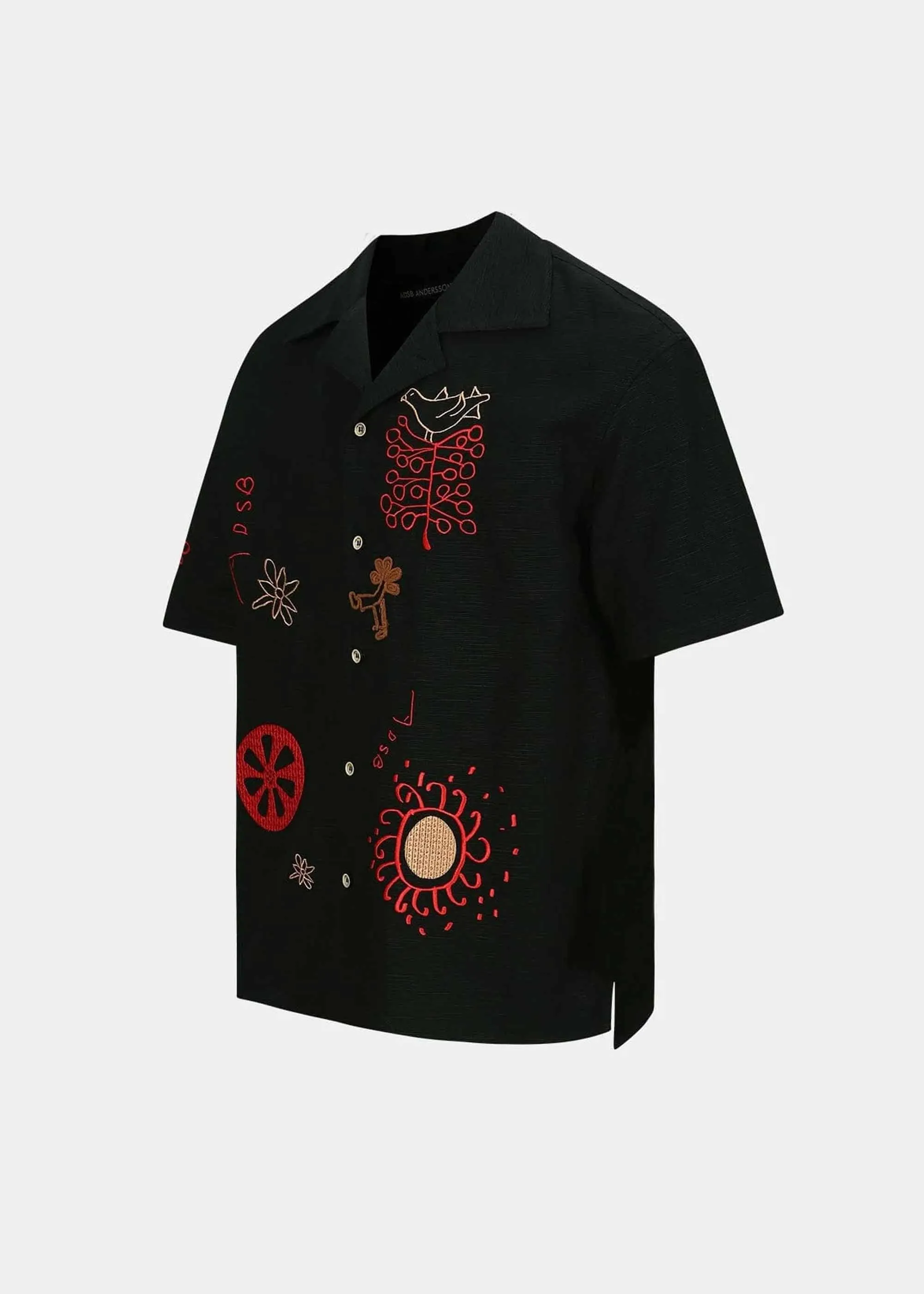 Black Embroidered Shortsleeve Shirt