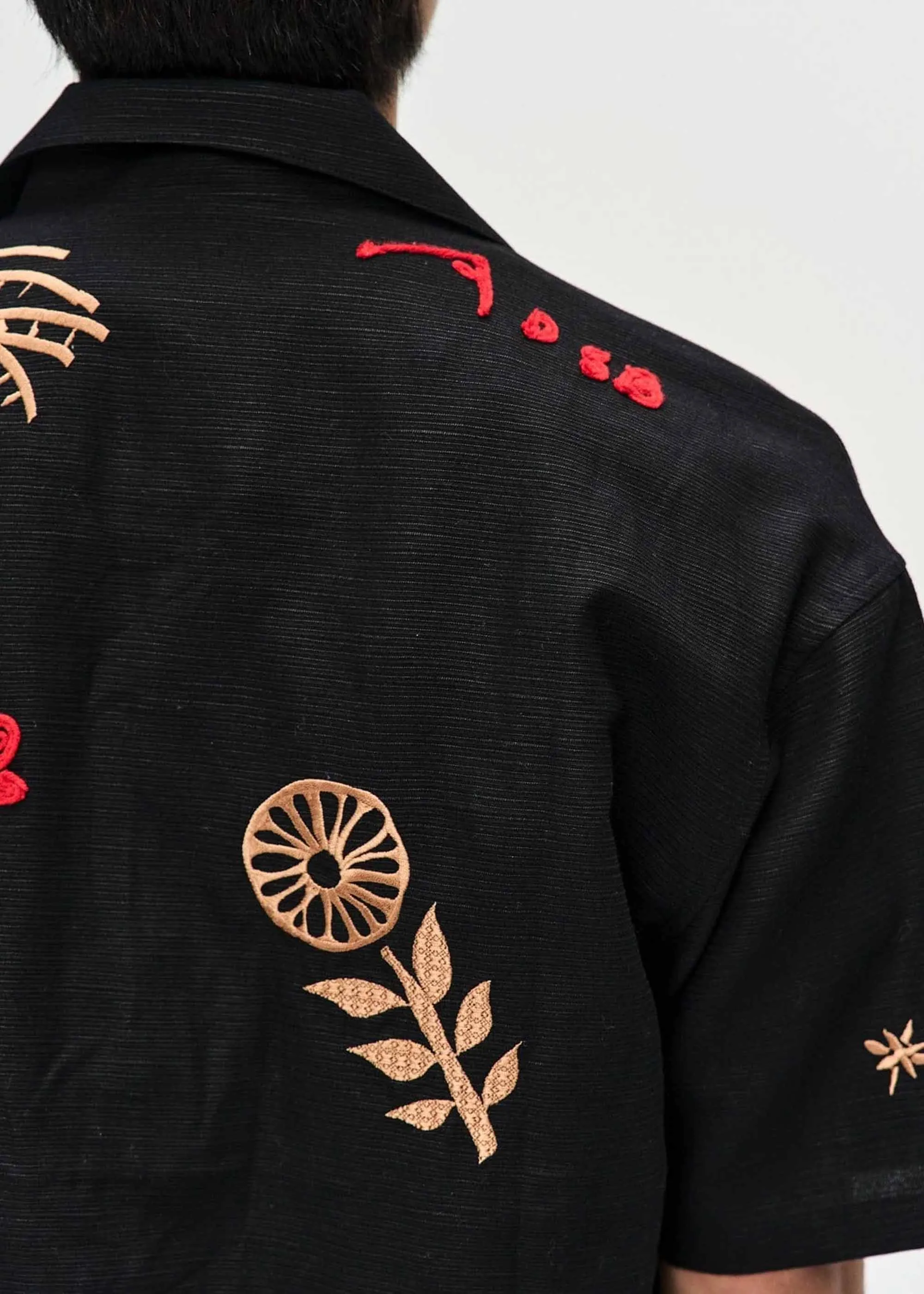 Black Embroidered Shortsleeve Shirt