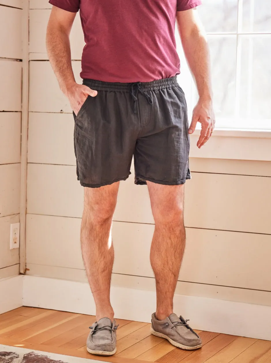 Black Linen Shorts