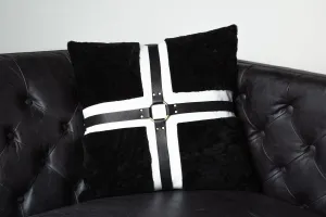 Black shearling harness pillow