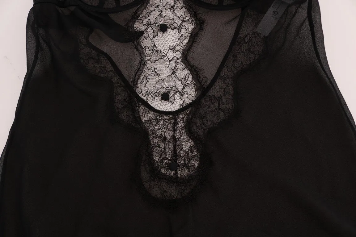 Black Silk Lace Lingerie Top