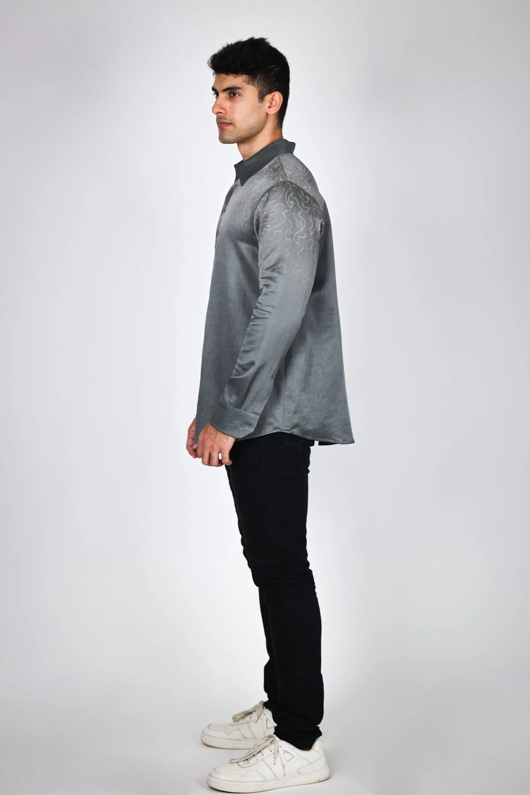 Bleeding Shibori Shirt Grey