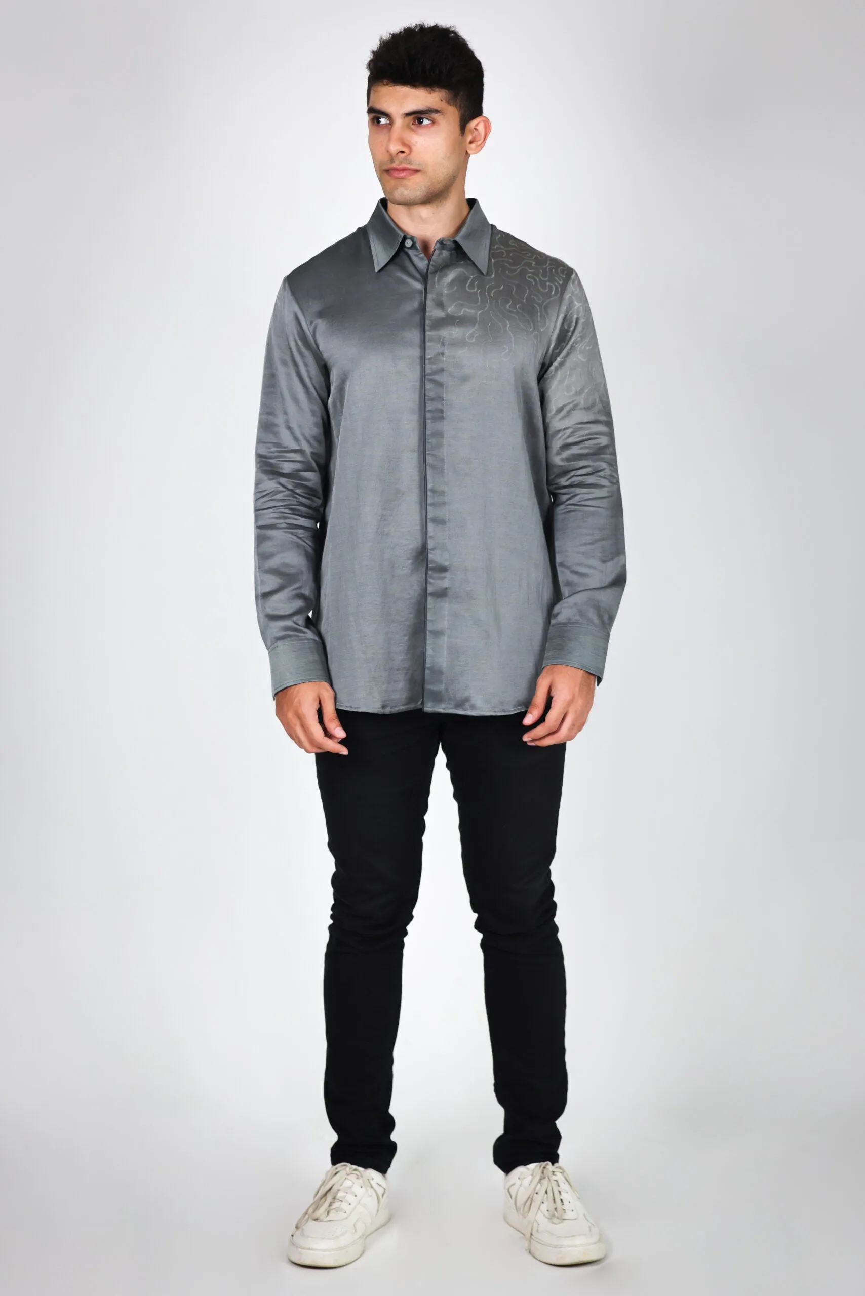 Bleeding Shibori Shirt Grey