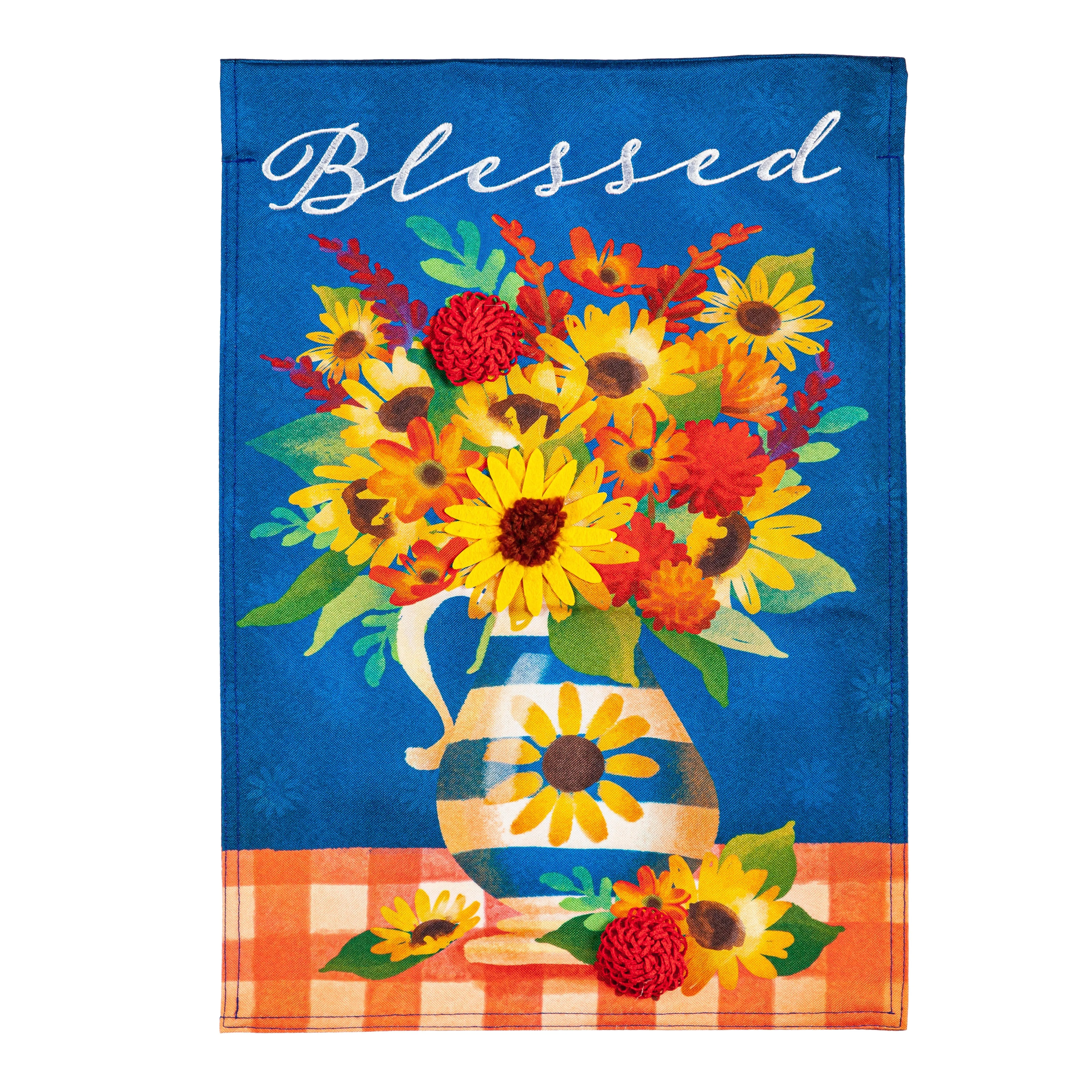 Blessed Floral Arrangement Garden Linen Flag,14l11070