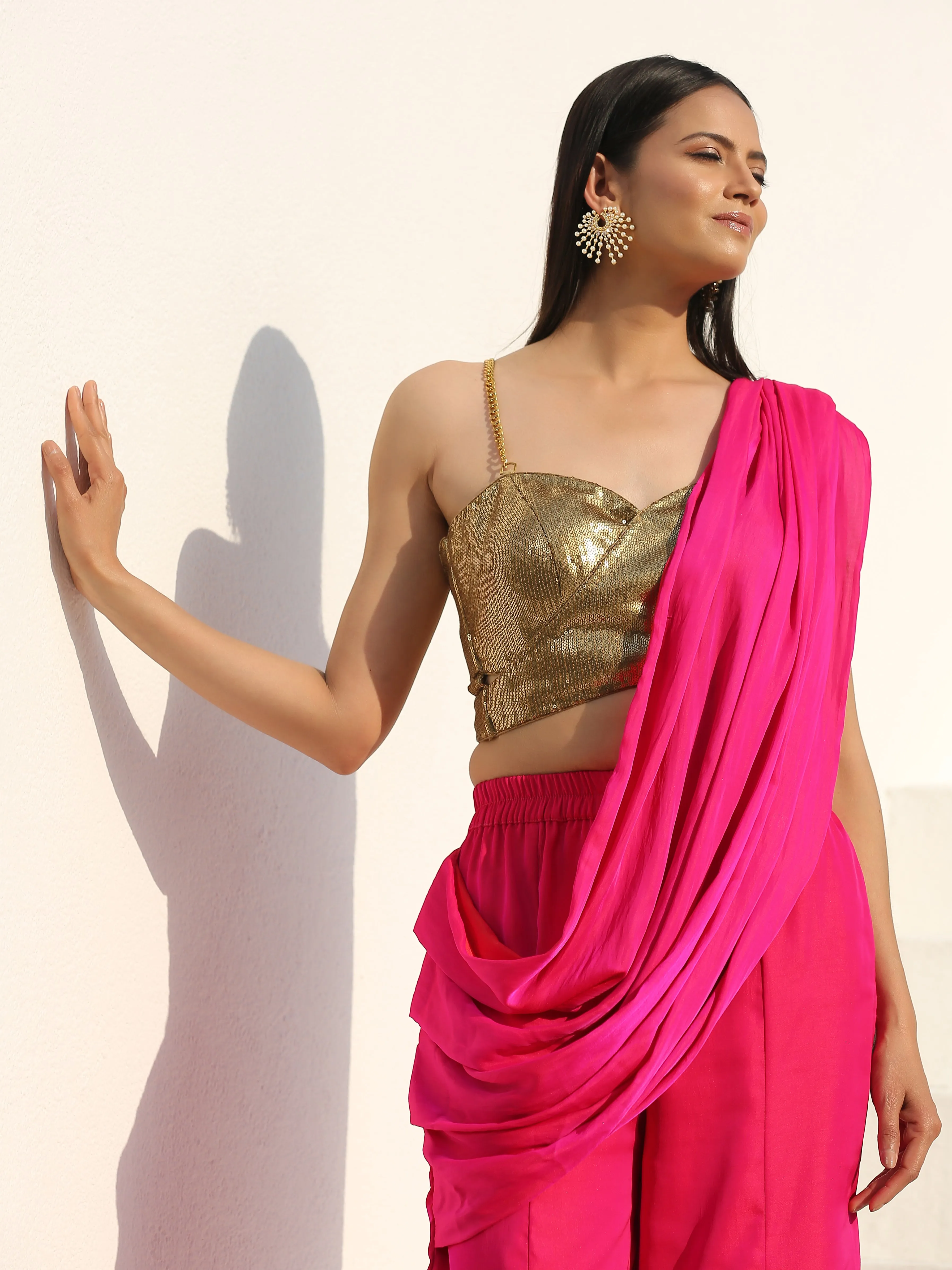 Blouse - Peep Gold Sequin with Metal Straps