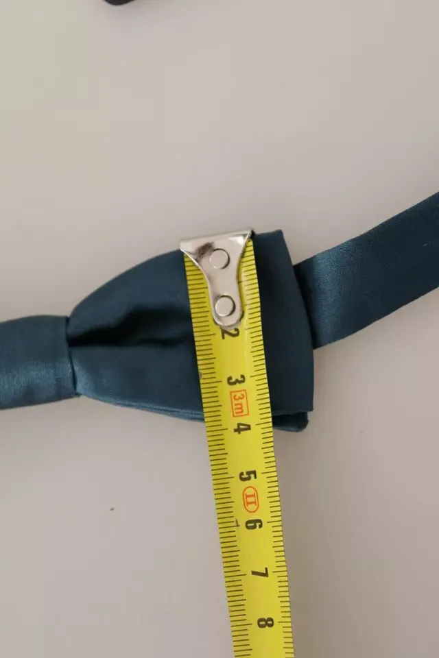 Blue 100% Silk Adjustable Neck Bow Tie Mens