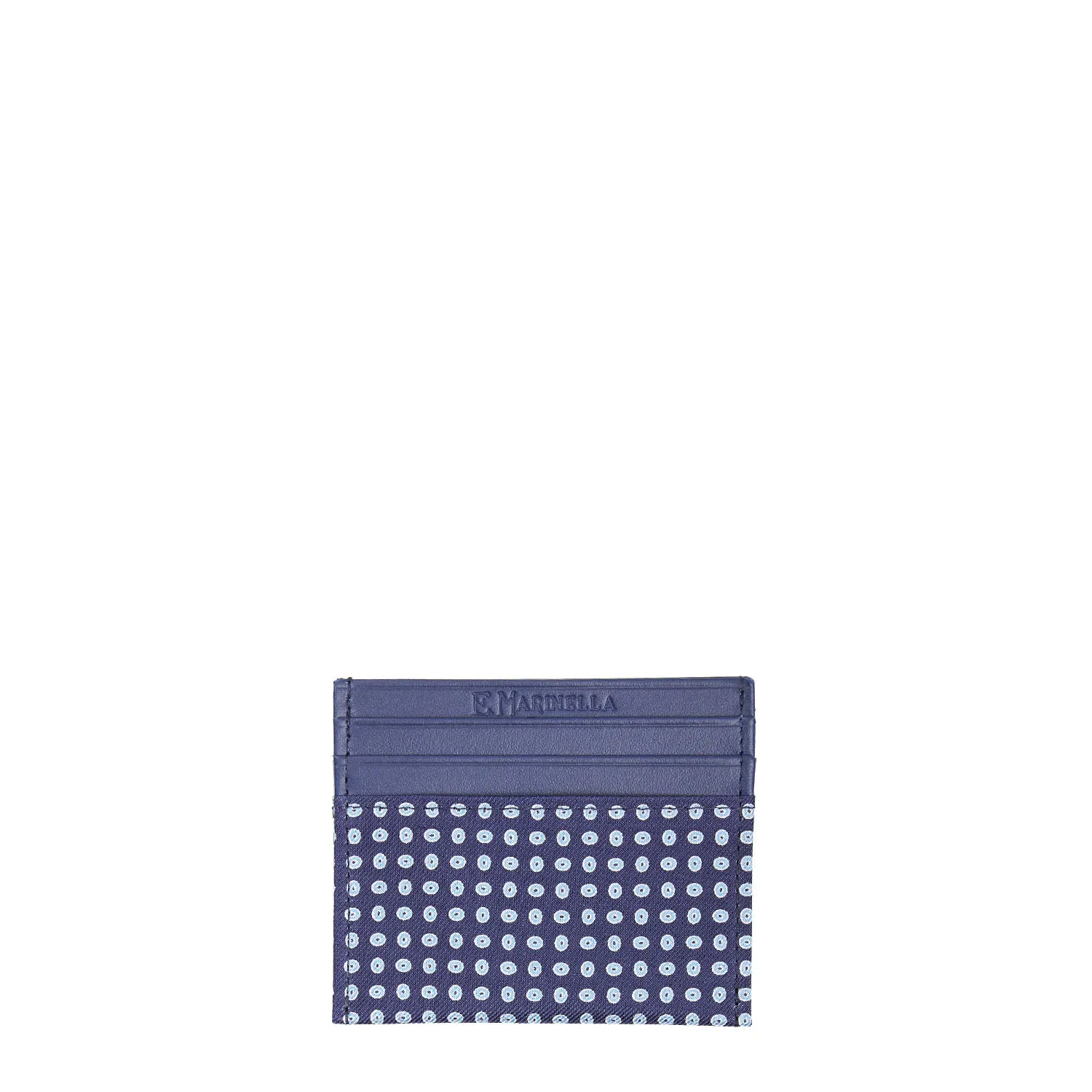 BLUE LEATHER AND SILK CREDIT CARD HOLDER