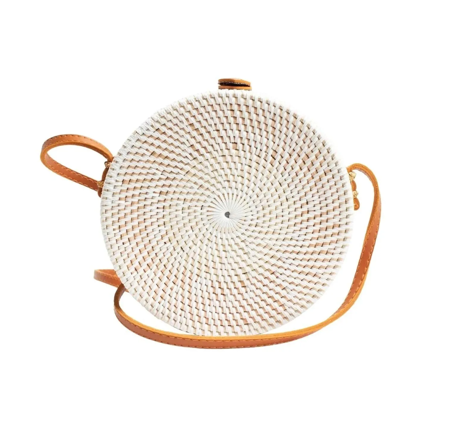 Blue Lily White Round Sling Bag