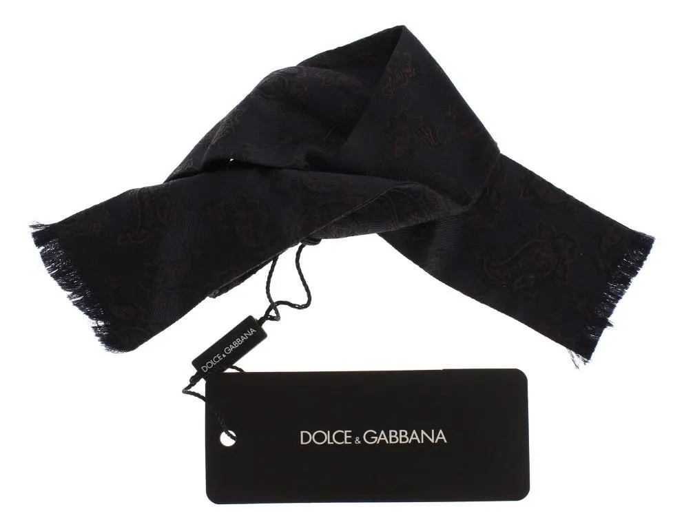 Blue Silk Baroque Paisley Untied Bow Tie