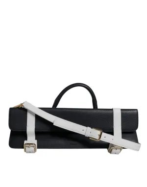 Blue White Calfskin Leather Crossbody Shoulder Bag