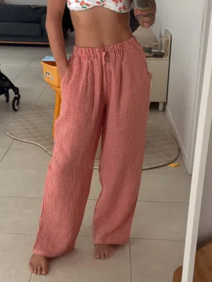 Bobbie| Women's Pants  | Coral Petite Check