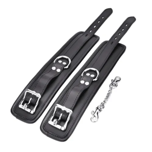 BOUND Leather Wrist Restraints with Black & Silver Accents - Real Leather Cuffs