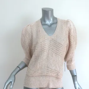 Brochu Walker Arya Vee Puff Sleeve Sweater Havana Marled Knit Size Small NEW
