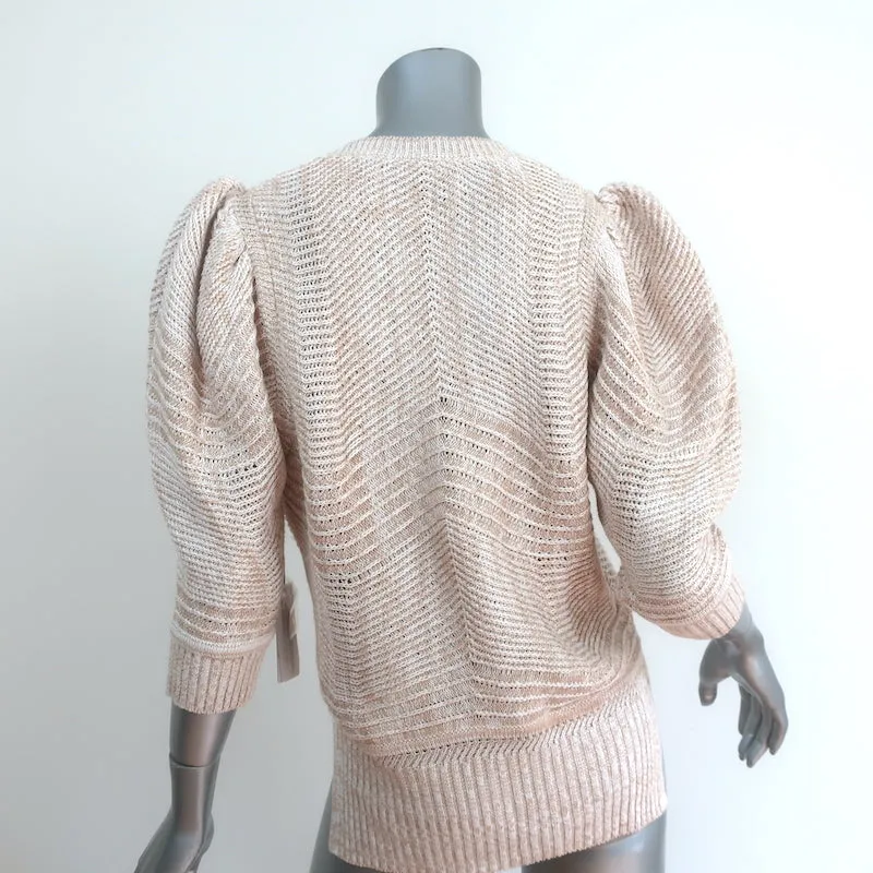 Brochu Walker Arya Vee Puff Sleeve Sweater Havana Marled Knit Size Small NEW