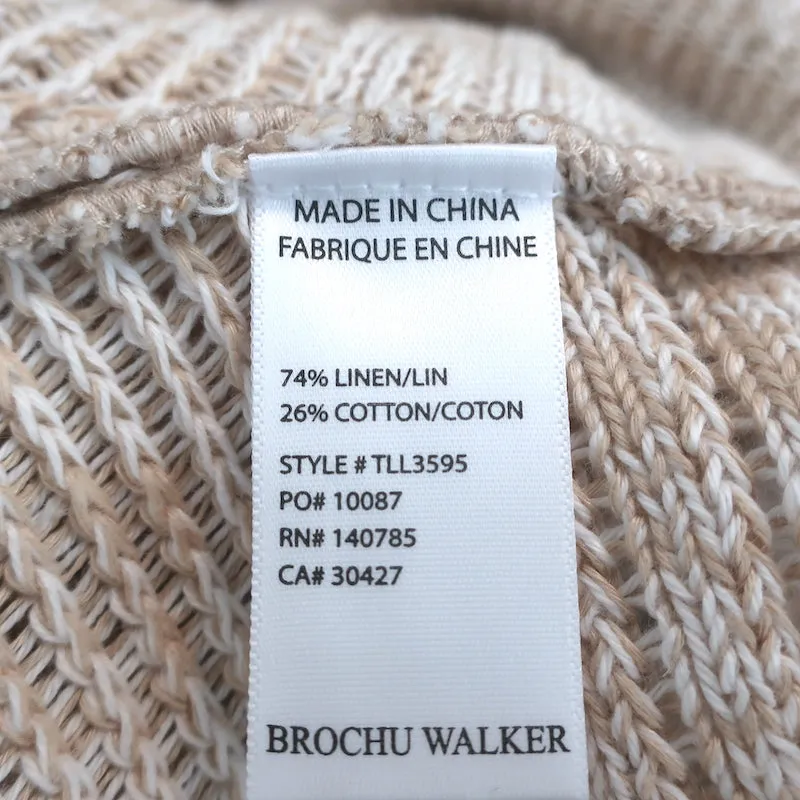 Brochu Walker Arya Vee Puff Sleeve Sweater Havana Marled Knit Size Small NEW