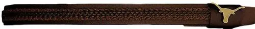 Brown Leather Longhorn Hatband with Brown Woven Center