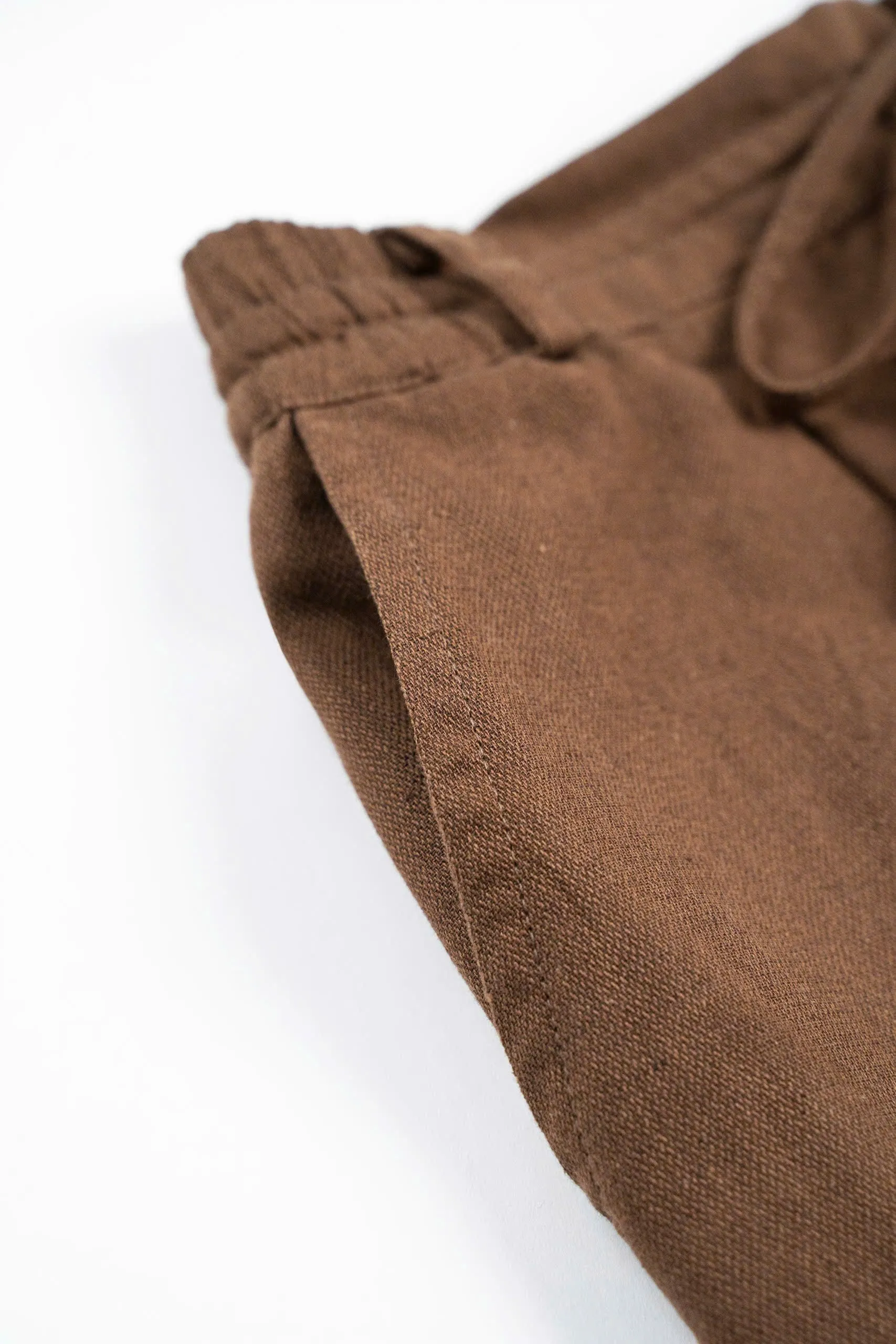 BROWN LINEN SHORTS