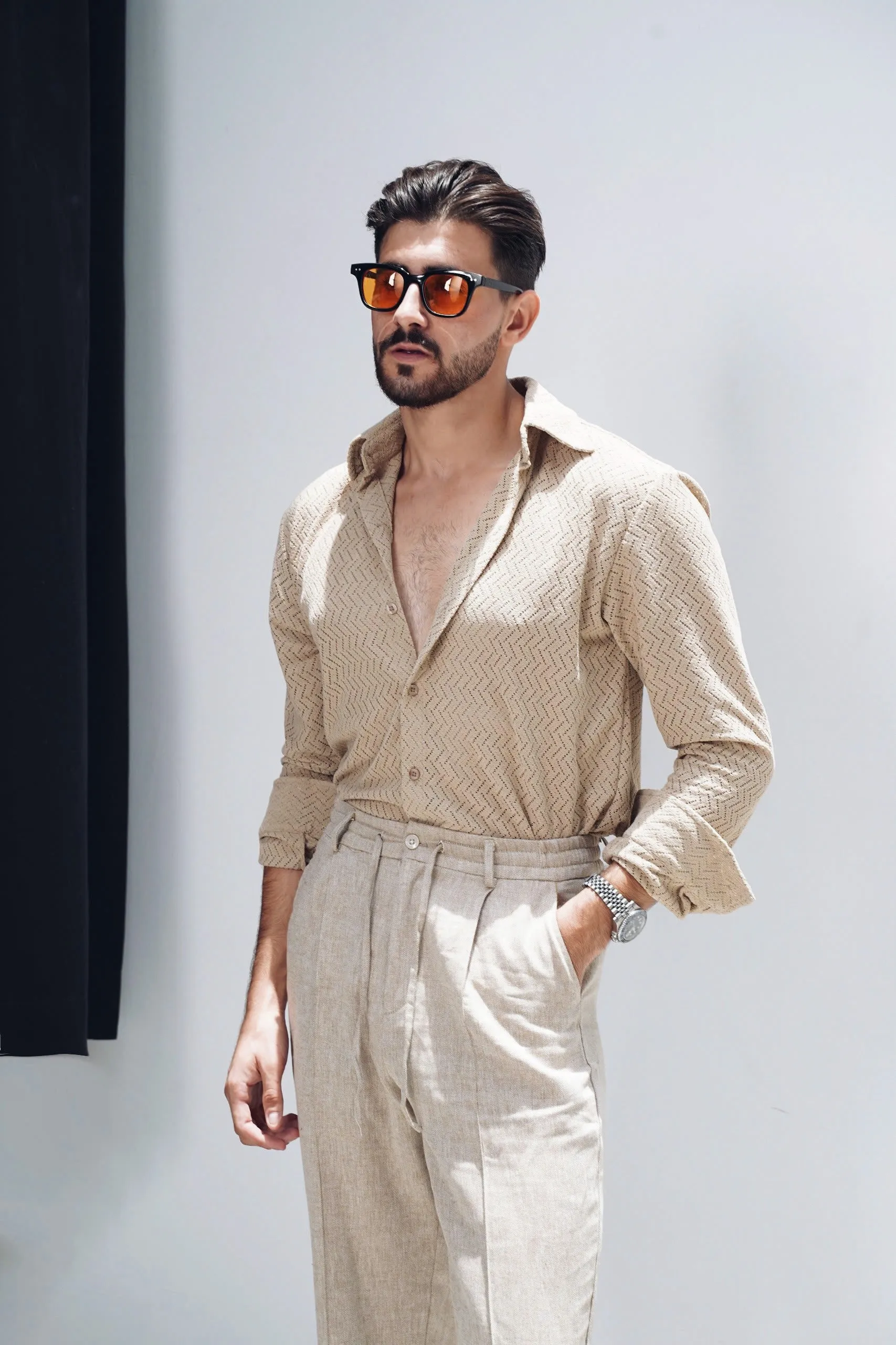 BROWN LINEN TROUSERS | 002