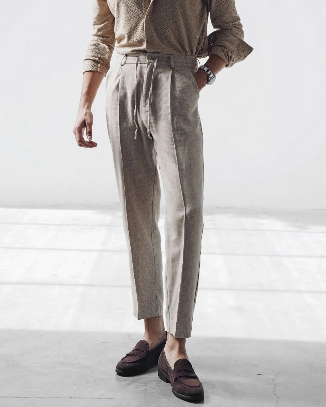 BROWN LINEN TROUSERS | 002
