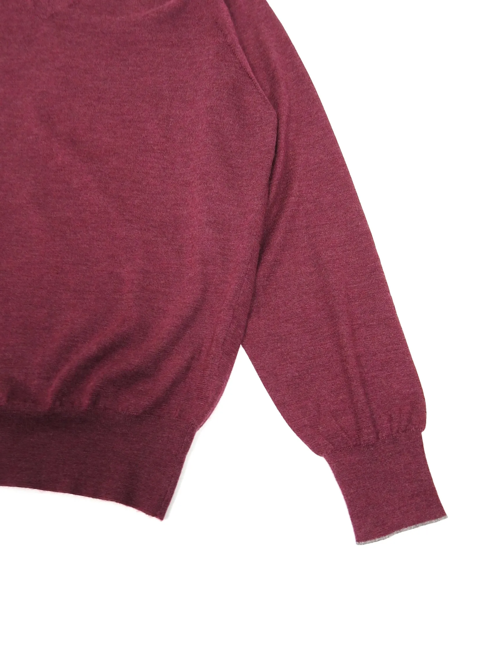 Brunello Cucinelli Wine Cashmere/Silk V-Neck Sweater Size 50