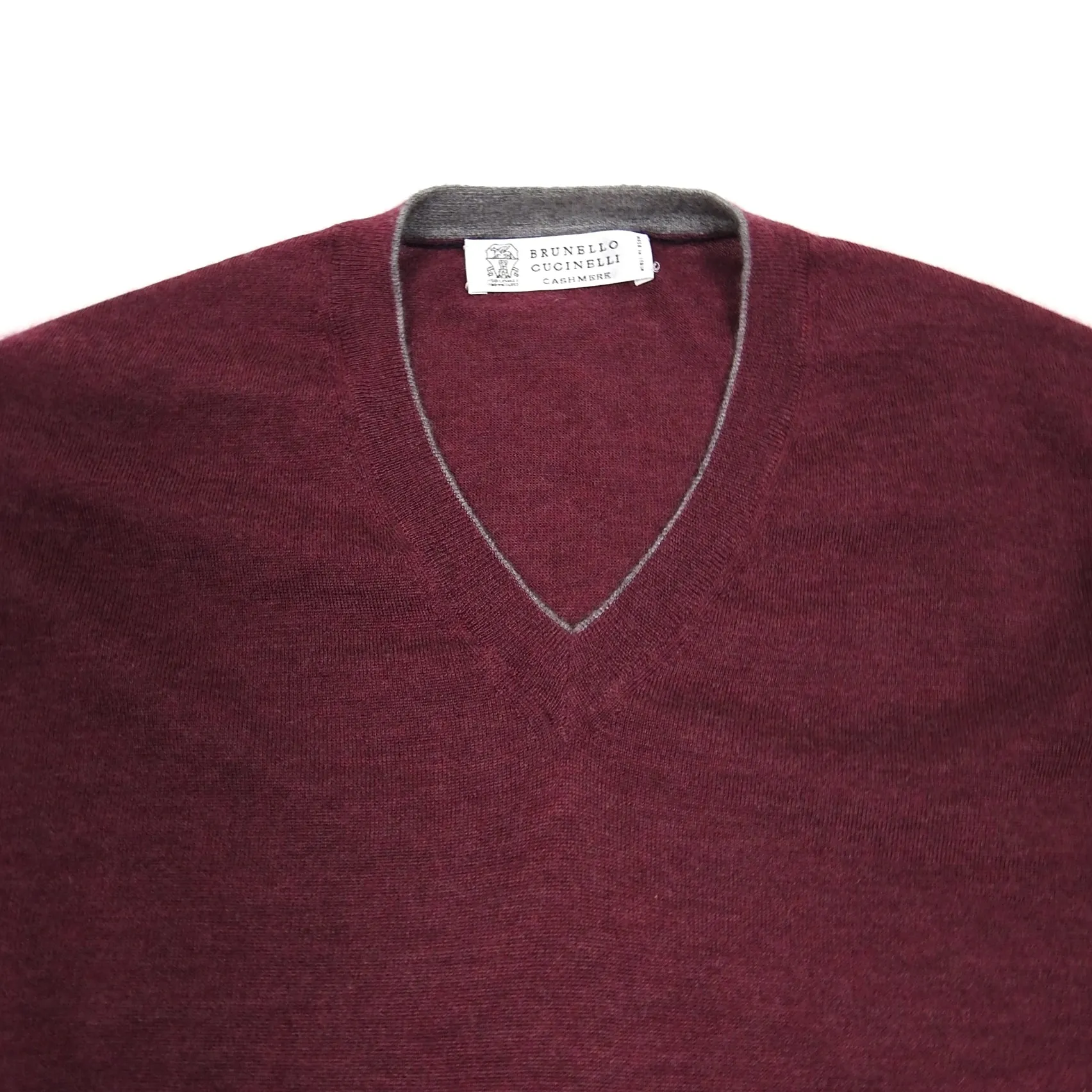 Brunello Cucinelli Wine Cashmere/Silk V-Neck Sweater Size 50