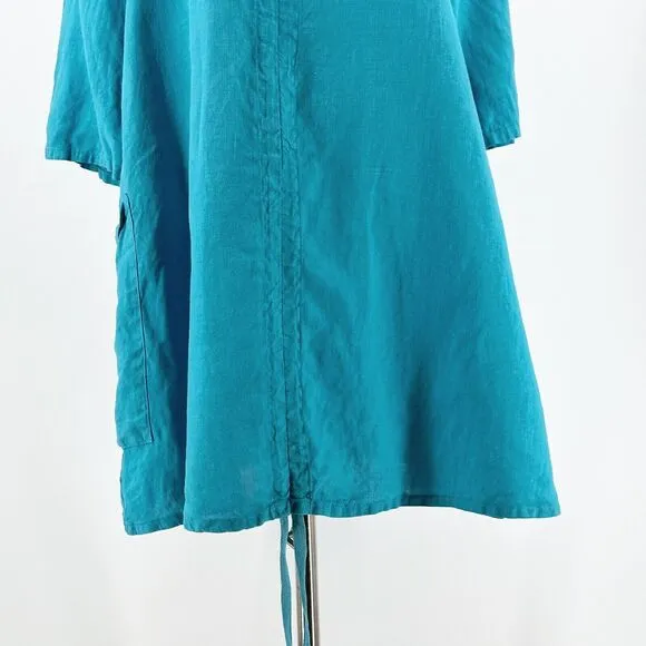Bryn Walker Women Linen Tunic Shirt/Dress Medium Lagenlook Oversized Boho Hippie