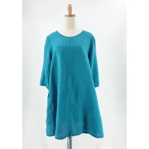 Bryn Walker Women Linen Tunic Shirt/Dress Medium Lagenlook Oversized Boho Hippie