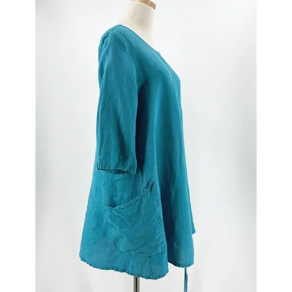 Bryn Walker Women Linen Tunic Shirt/Dress Medium Lagenlook Oversized Boho Hippie