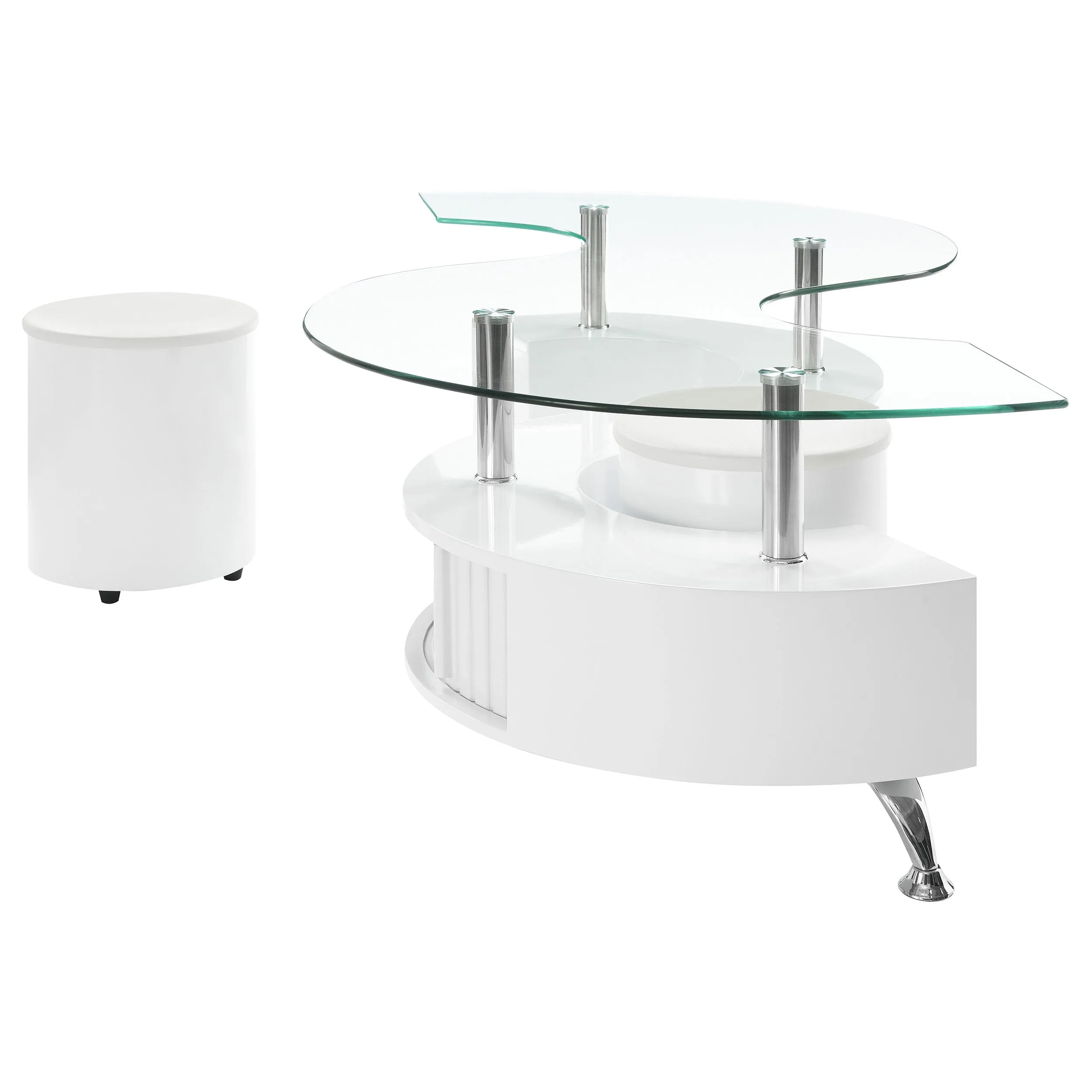 Buckley 3-piece Coffee Table and Stools Set White High Gloss