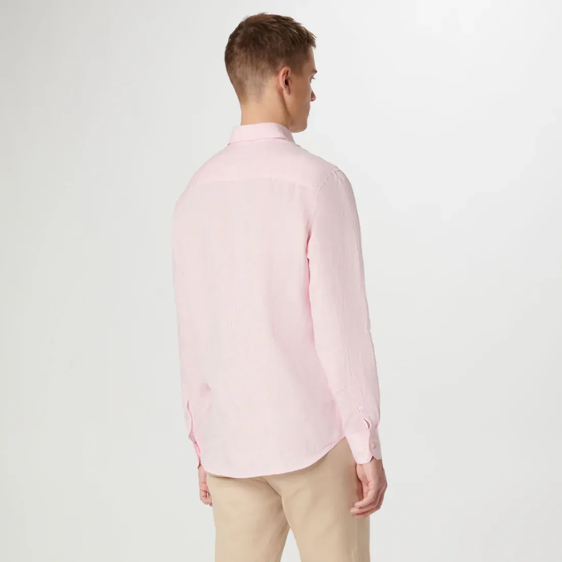 Bugatchi Axel Linen Long Sleeve Shirt - Pink