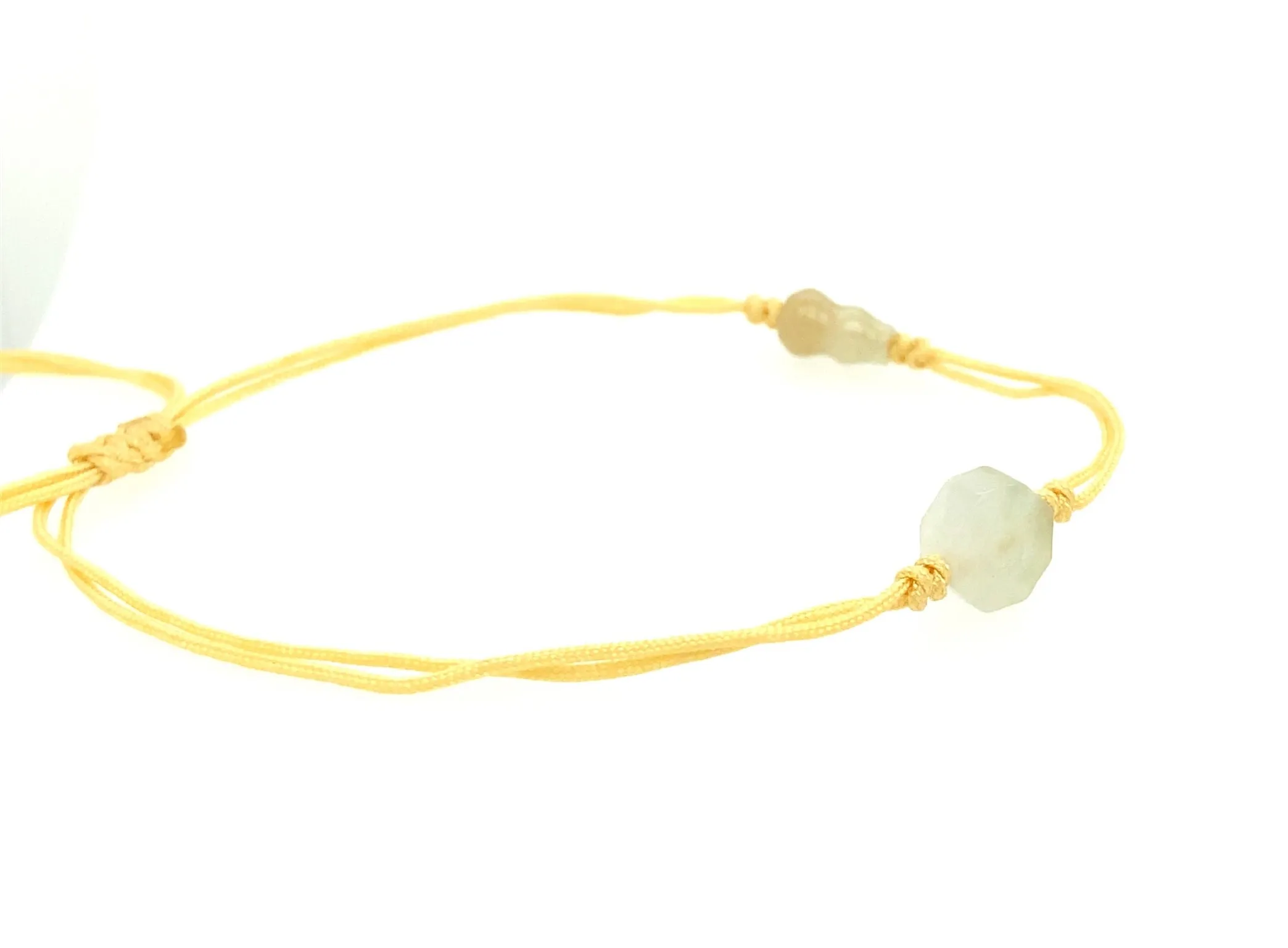 Burmese Jadeite Baqua & Gourd Adjustable Silk Bracelet or Anklet
