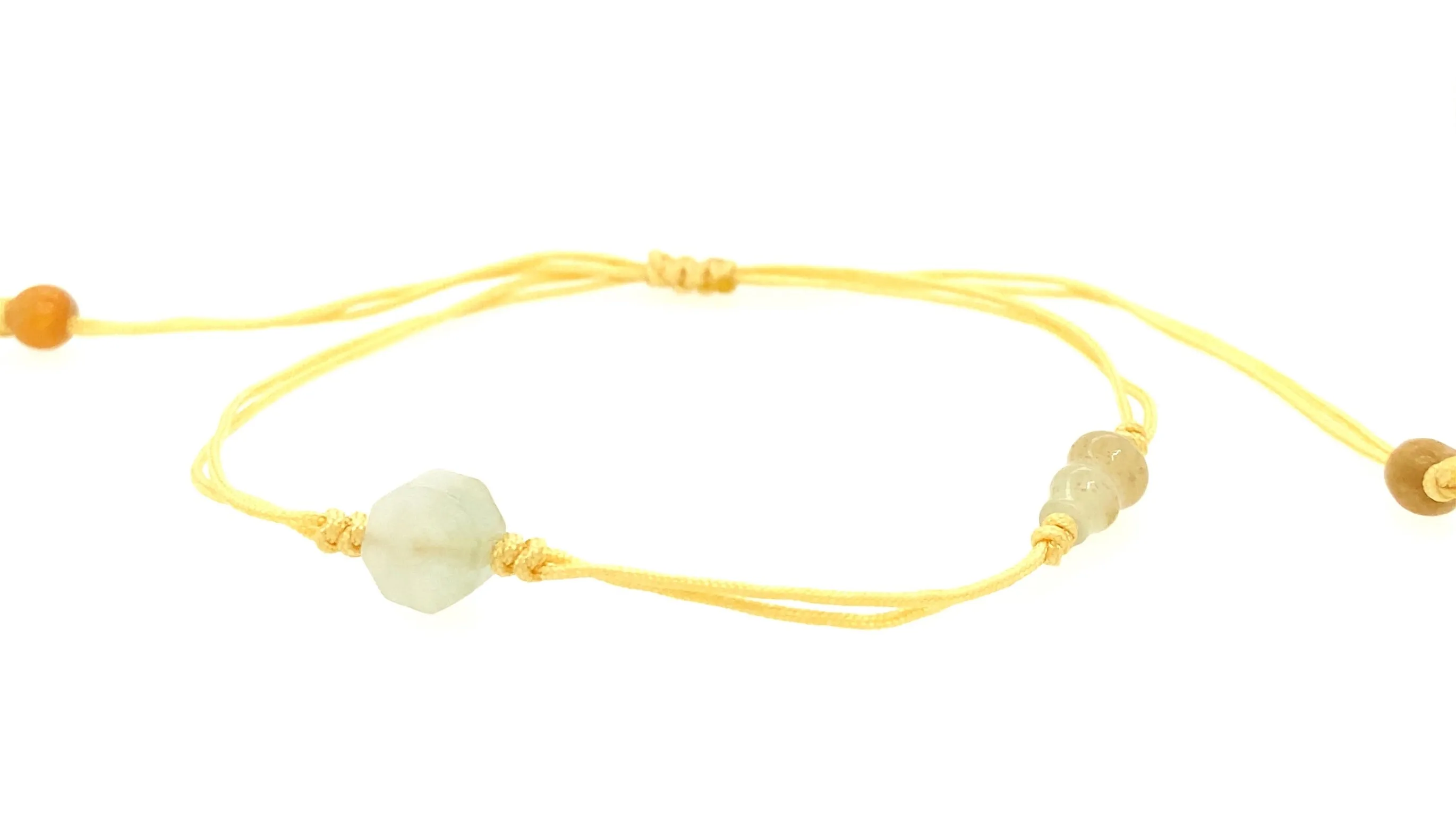 Burmese Jadeite Baqua & Gourd Adjustable Silk Bracelet or Anklet