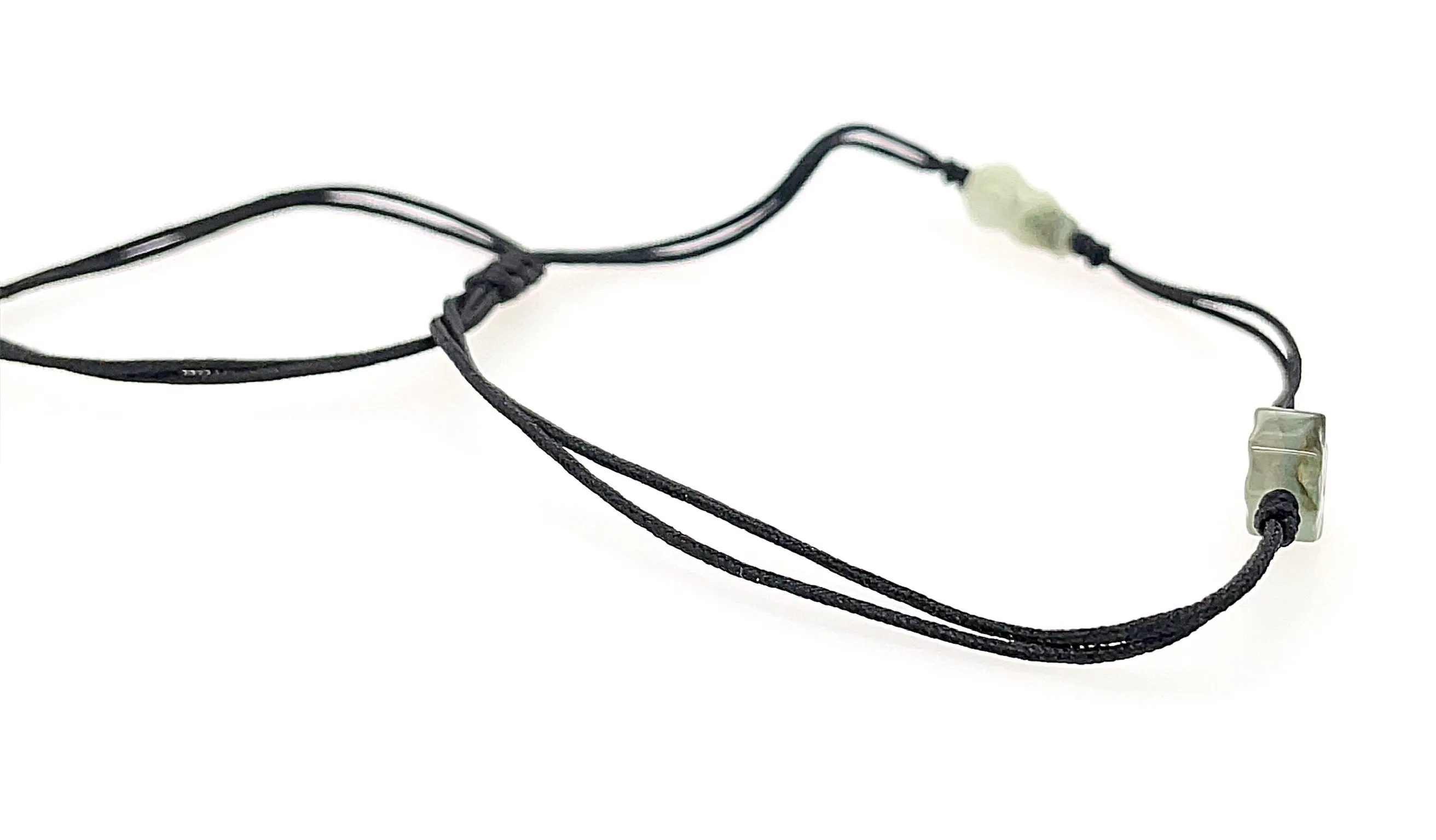 Burmese Jadeite Baqua & Gourd Adjustable Silk Bracelet or Anklet