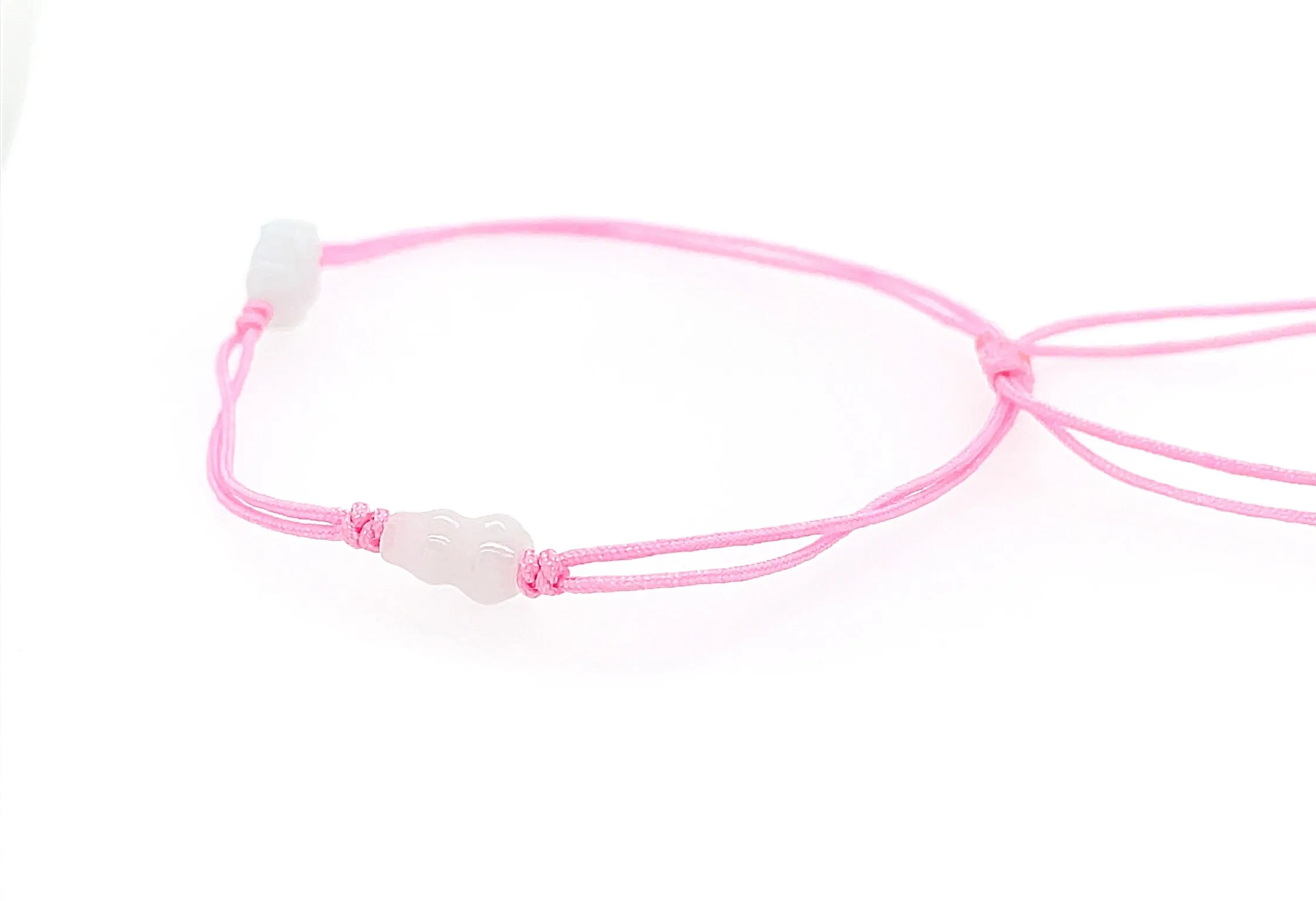 Burmese Jadeite Baqua & Gourd Adjustable Silk Bracelet or Anklet