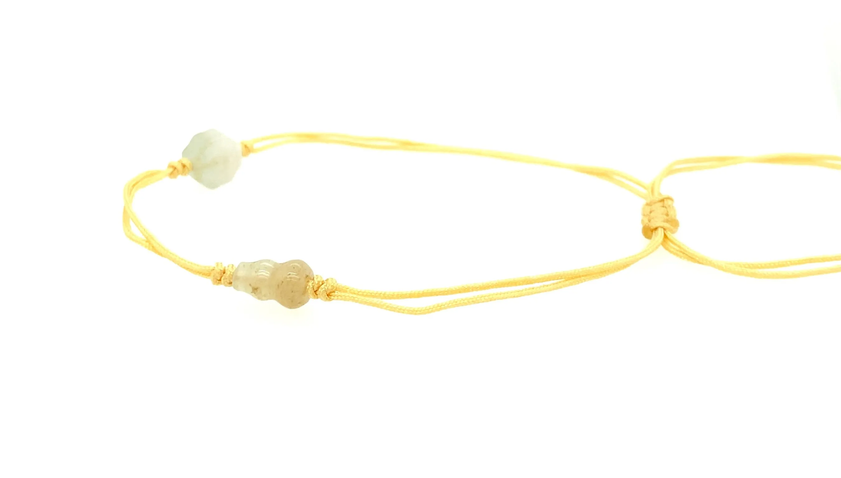 Burmese Jadeite Baqua & Gourd Adjustable Silk Bracelet or Anklet