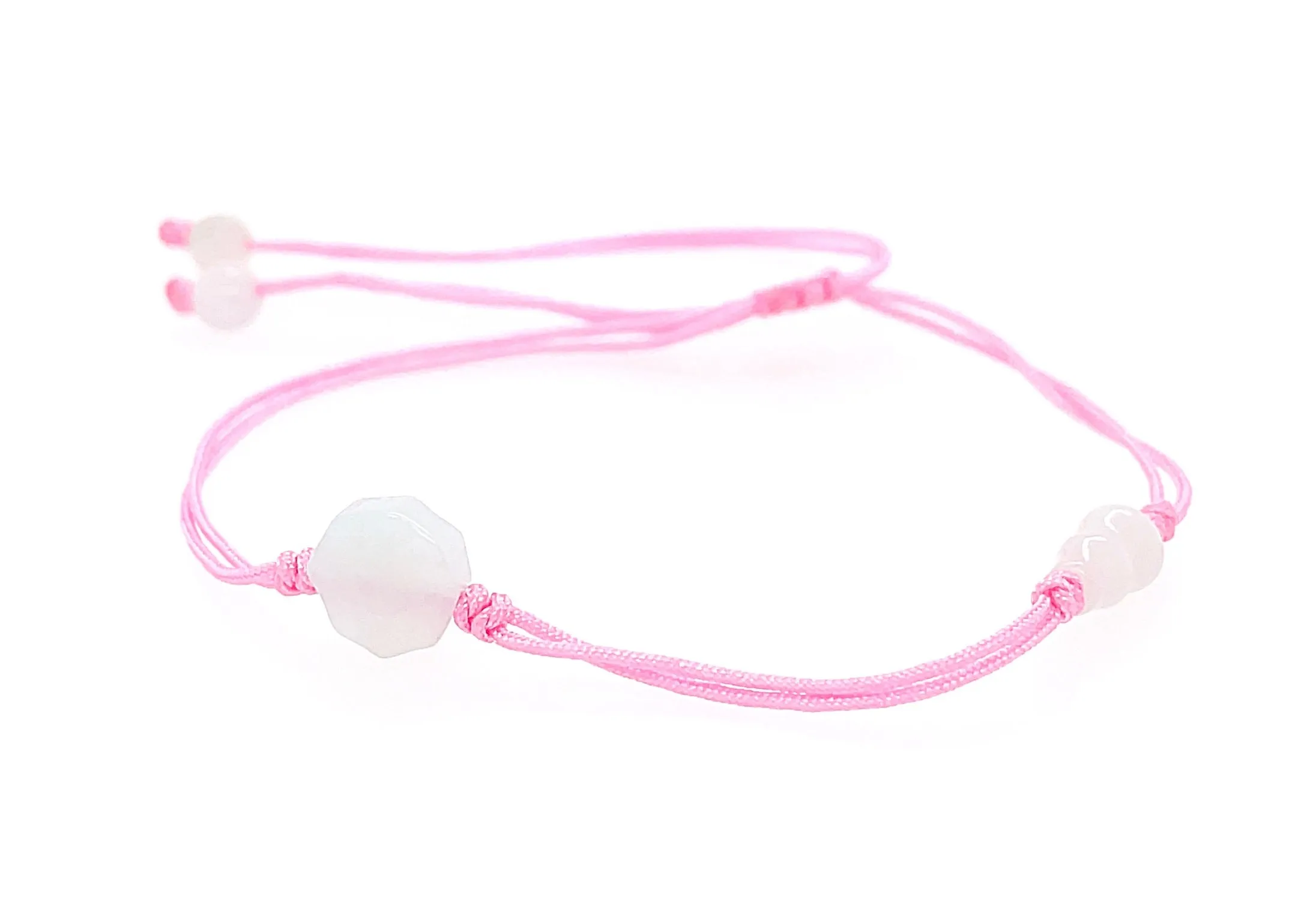 Burmese Jadeite Baqua & Gourd Adjustable Silk Bracelet or Anklet