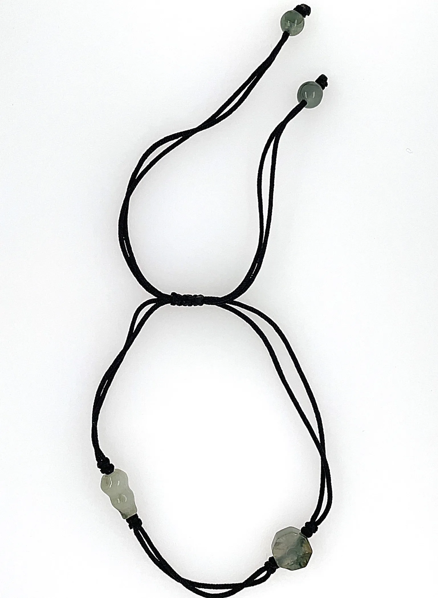 Burmese Jadeite Baqua & Gourd Adjustable Silk Bracelet or Anklet