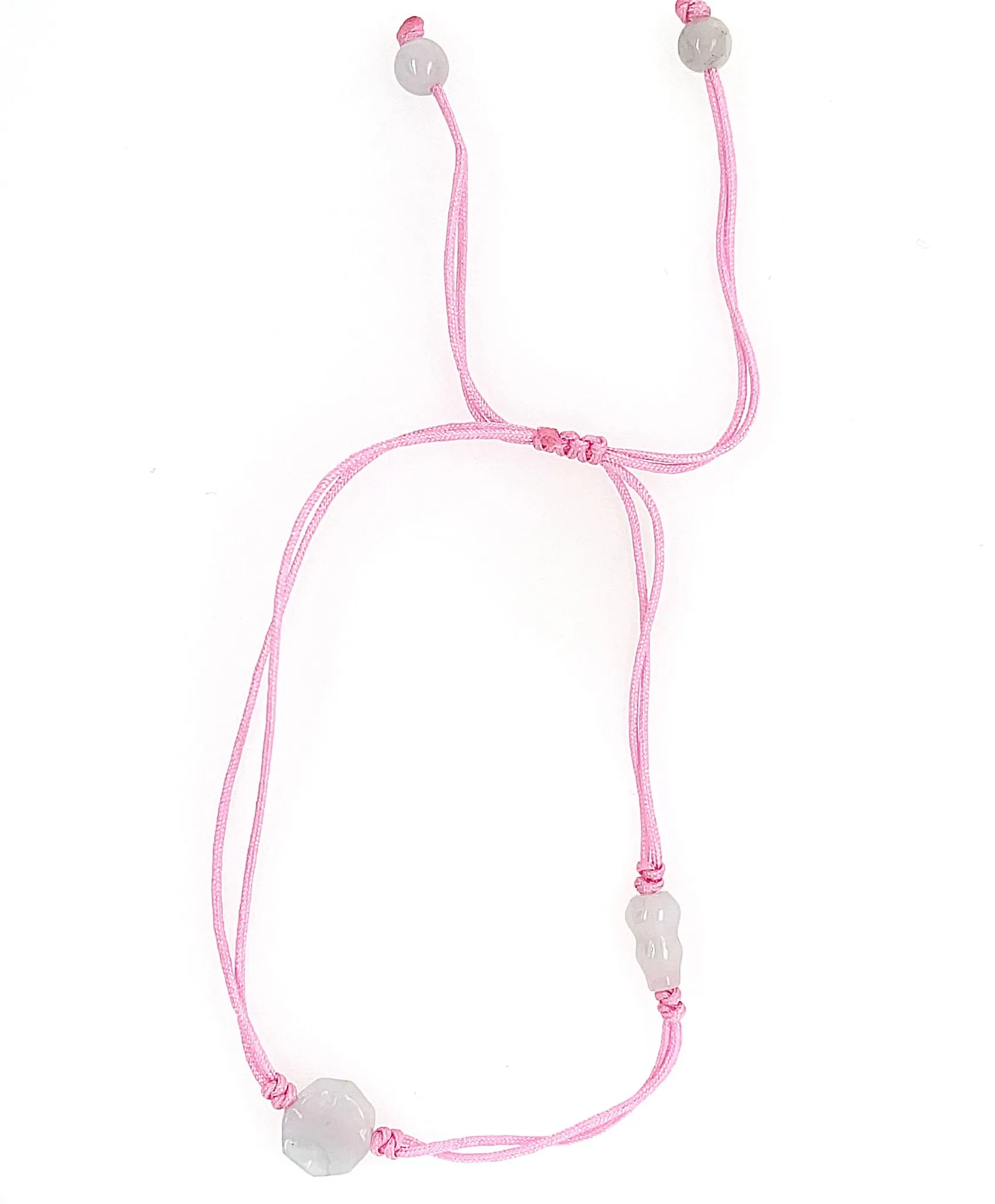 Burmese Jadeite Baqua & Gourd Adjustable Silk Bracelet or Anklet