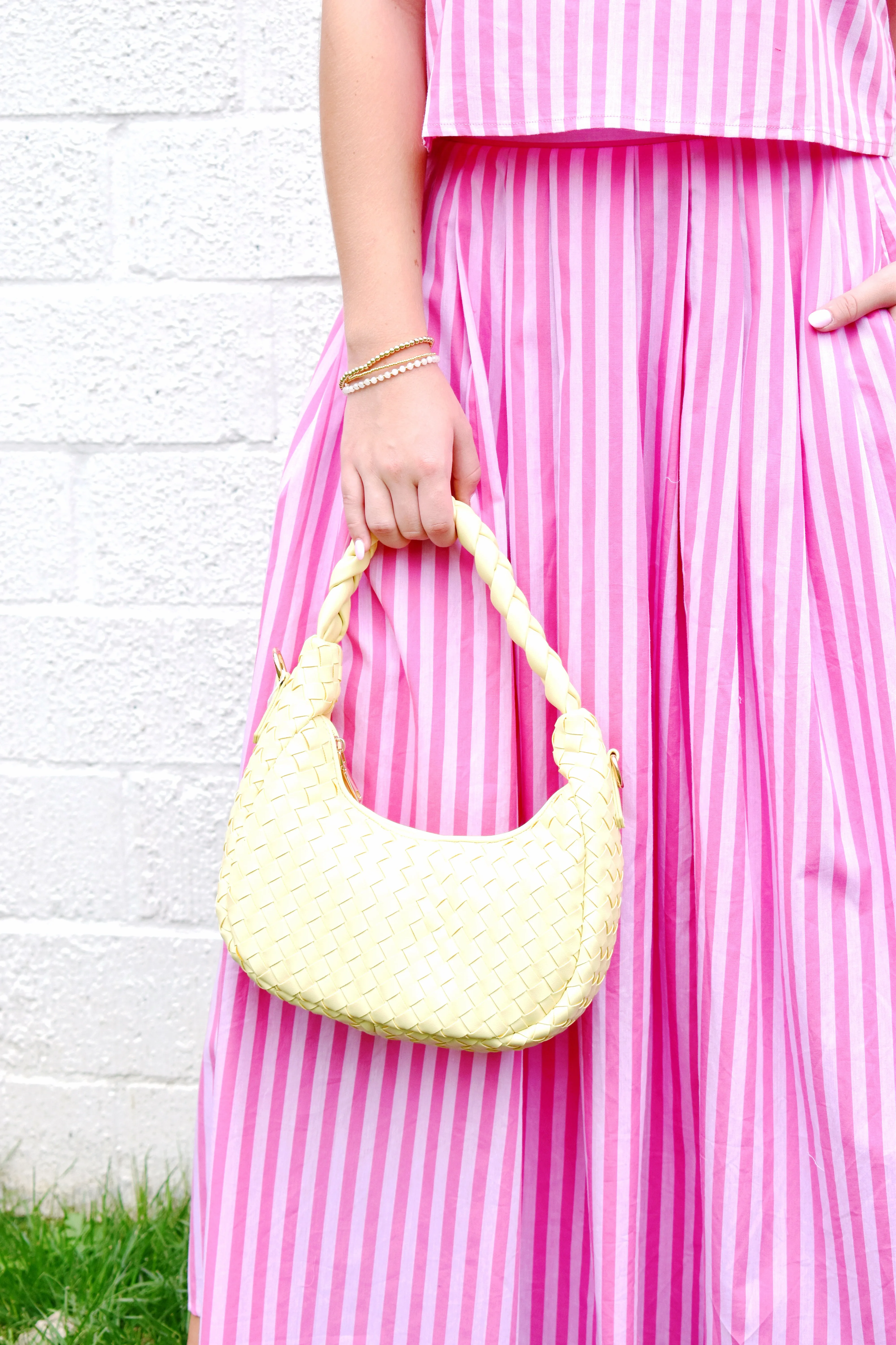 Butter Yellow Laken Woven Shoulder Bag Crossbody