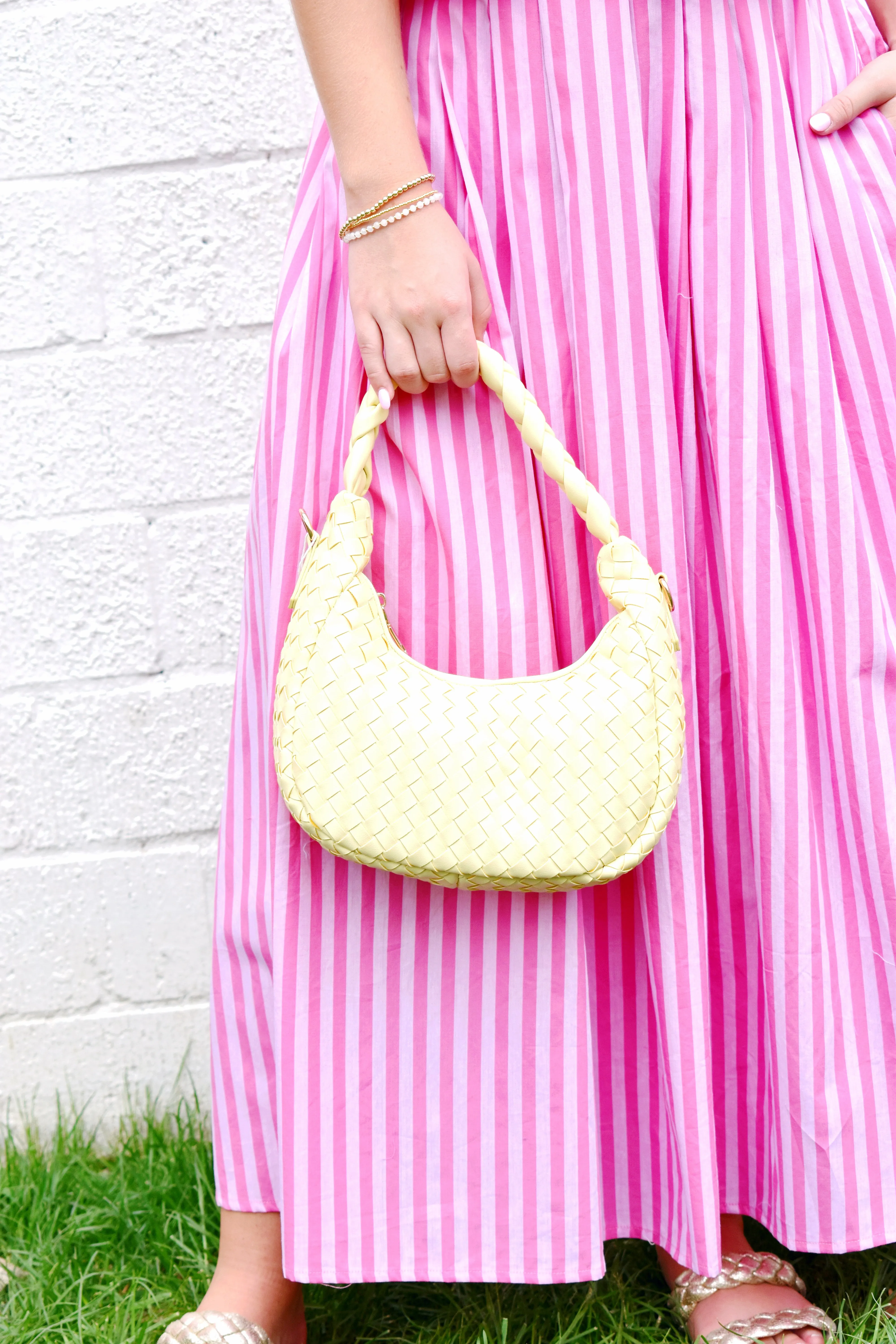 Butter Yellow Laken Woven Shoulder Bag Crossbody
