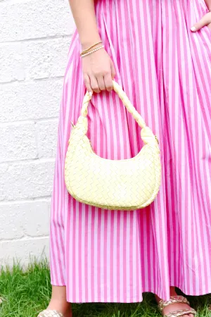 Butter Yellow Laken Woven Shoulder Bag Crossbody