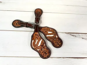 Cactus White Inset Leather Spur Straps