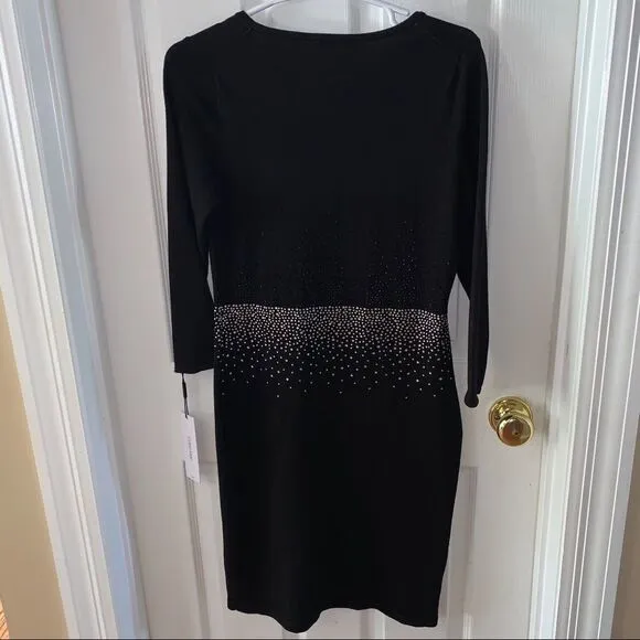 Calvin Klein black bling crystal  long sleeve knit