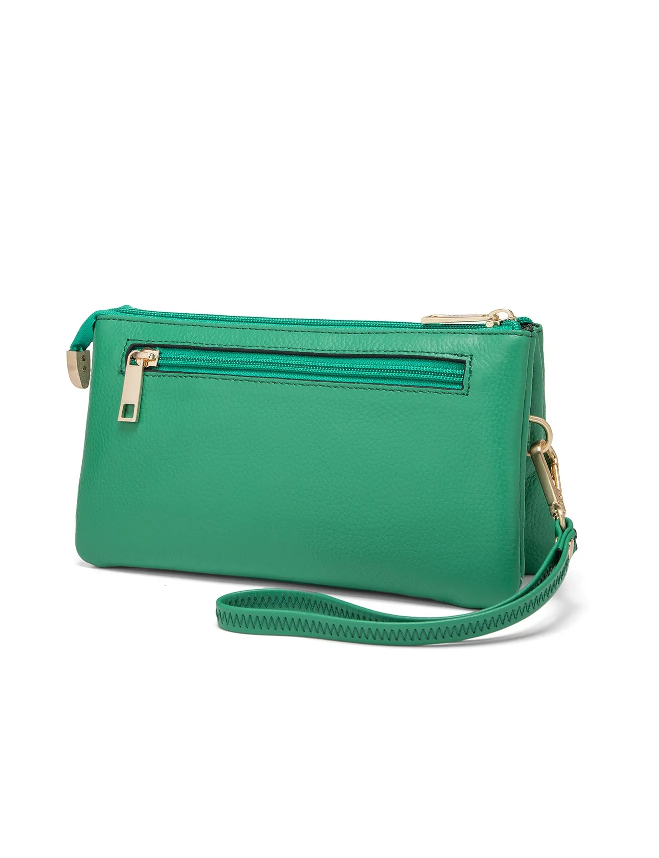 CANDICE LEATHER WALLET WITH SHOULDER STRAP- E1-0809-GRN-SALE