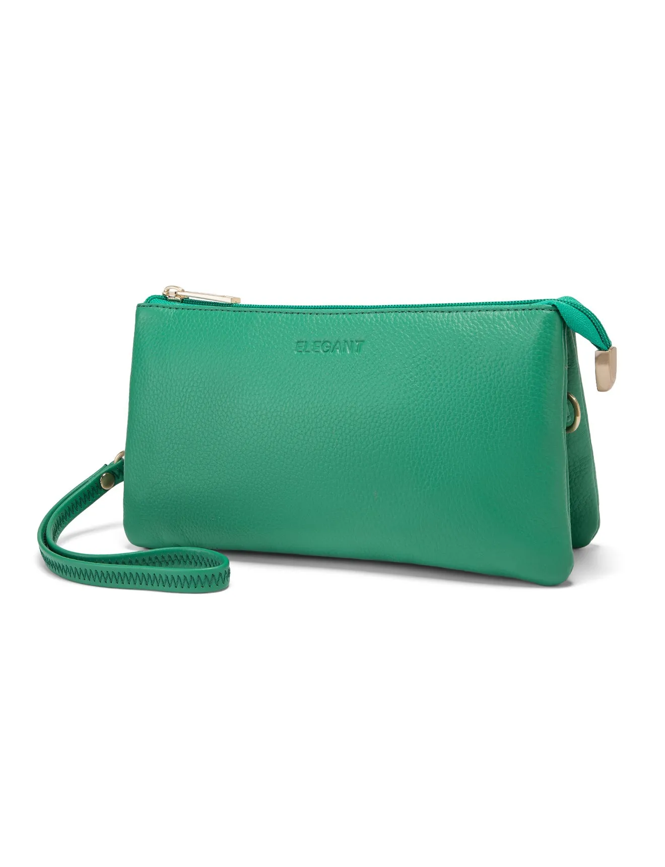 CANDICE LEATHER WALLET WITH SHOULDER STRAP- E1-0809-GRN-SALE