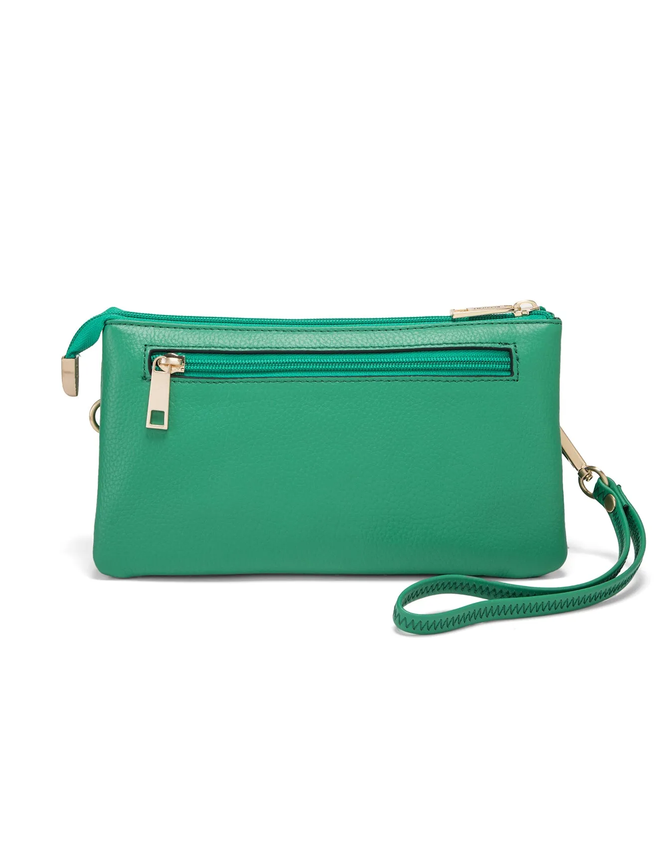 CANDICE LEATHER WALLET WITH SHOULDER STRAP- E1-0809-GRN-SALE