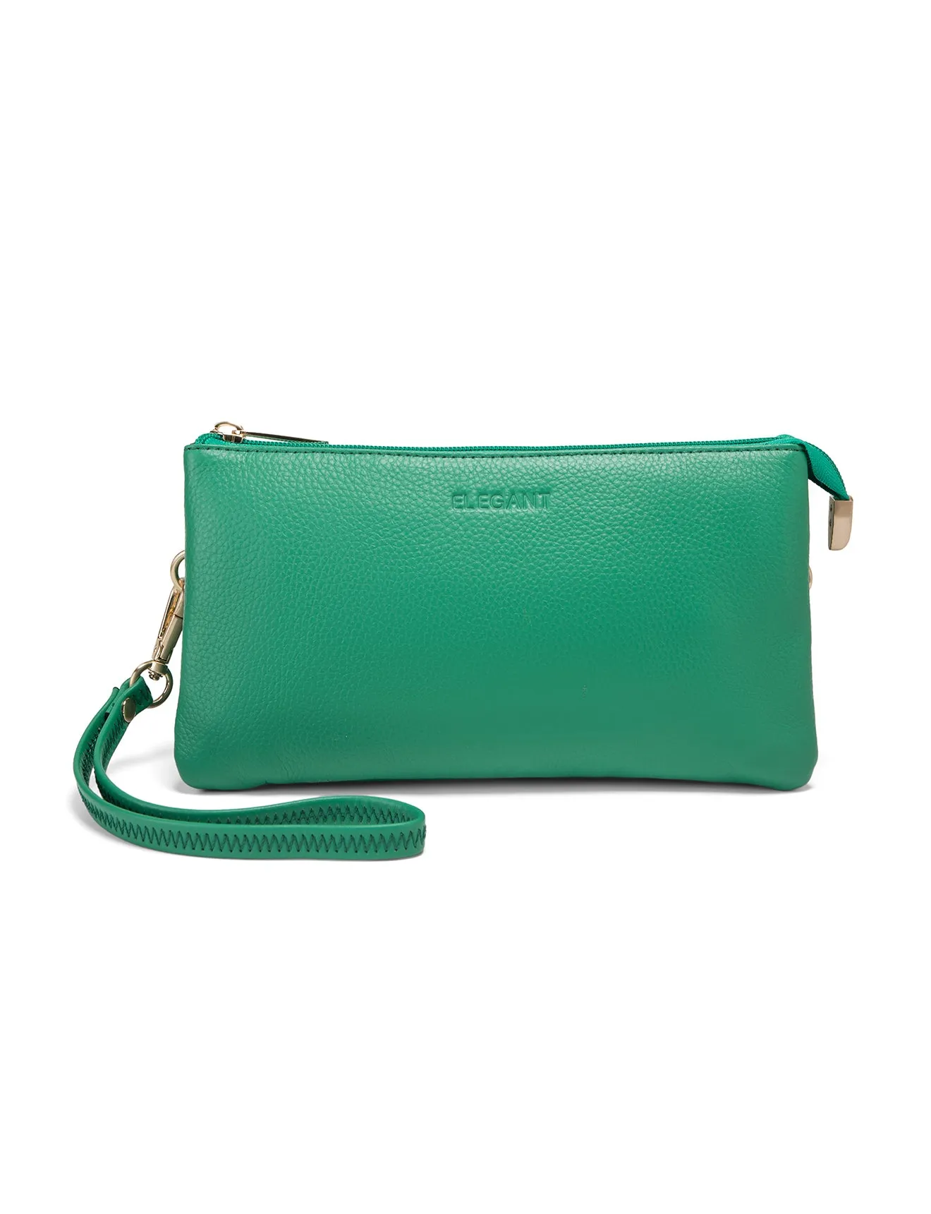 CANDICE LEATHER WALLET WITH SHOULDER STRAP- E1-0809-GRN-SALE