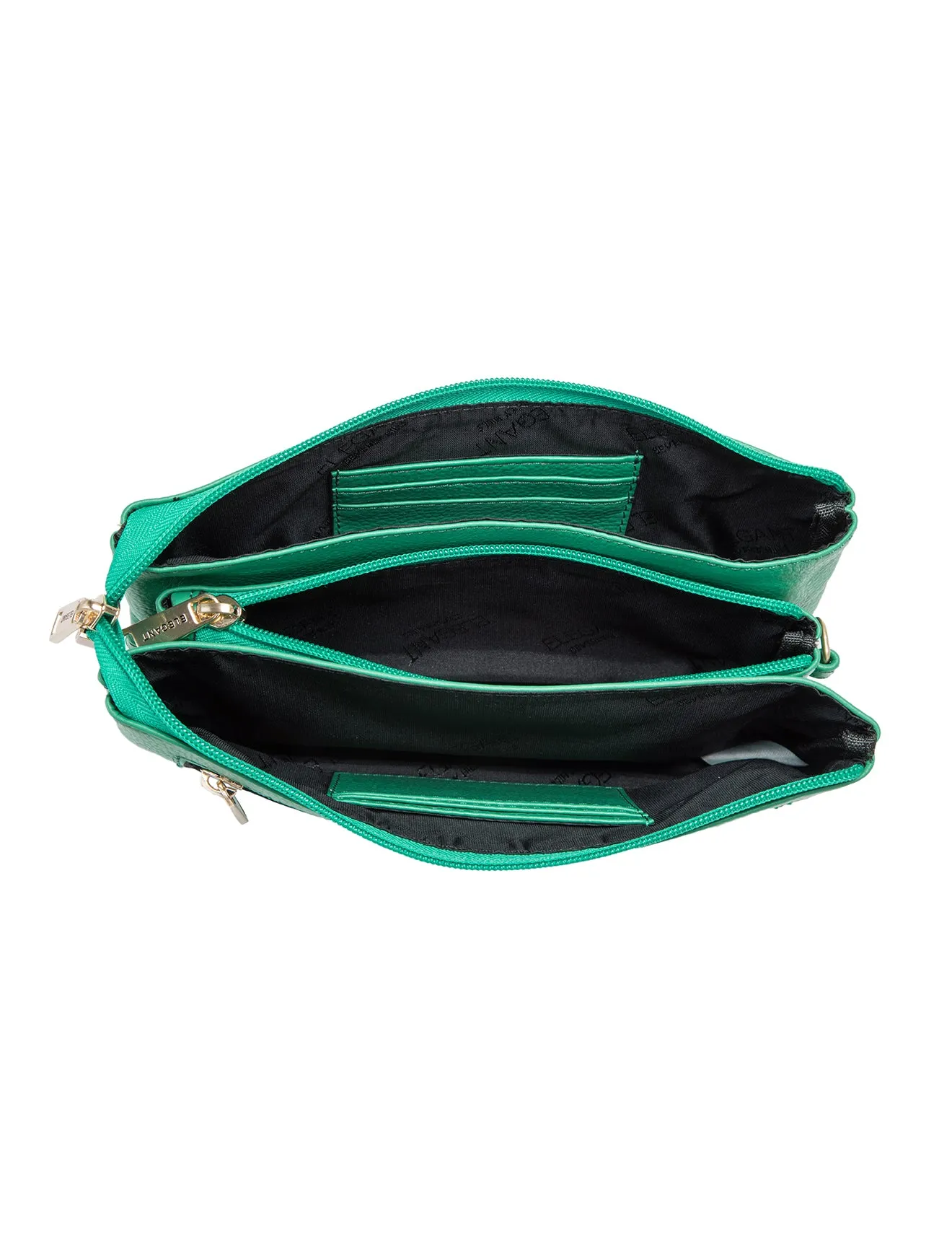 CANDICE LEATHER WALLET WITH SHOULDER STRAP- E1-0809-GRN-SALE