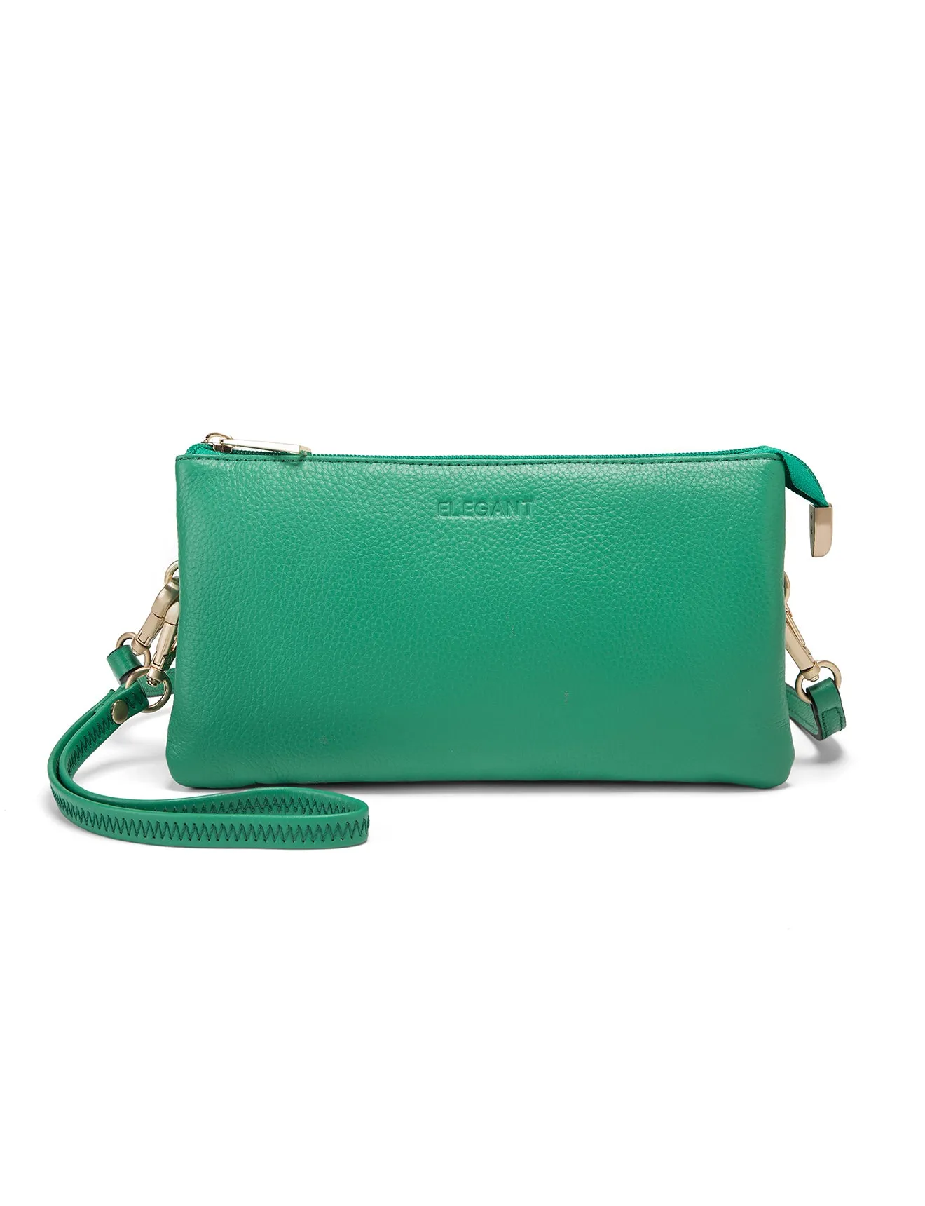 CANDICE LEATHER WALLET WITH SHOULDER STRAP- E1-0809-GRN-SALE